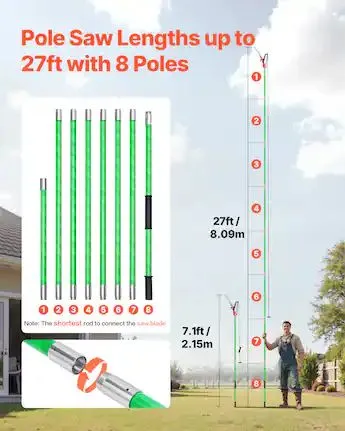 Used MANUAL POLE SAW, 3.87-27 FT EXTENDABLE POLE TREE PRUNER WITH SCISSORS, SHARP 65MN STEEL BLADE _UNKNOWN_ Landscaping Equipment (Miscellaneous) Michigan US | Miedema Asset Management Group #1419379