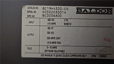 300 HP Baldor DC Drive With Cabinet