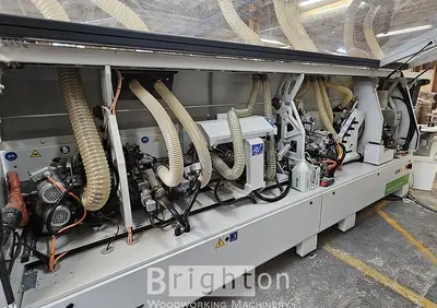 USED 2017 BIESSE AKRON 1440A USED EDGEBANDER WITH CORNER ROUNDING AND PREMILLING ++