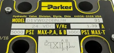 NEW PARKER D1VW020BNJW SOLENOID VALVE 24VDC 5000PSI