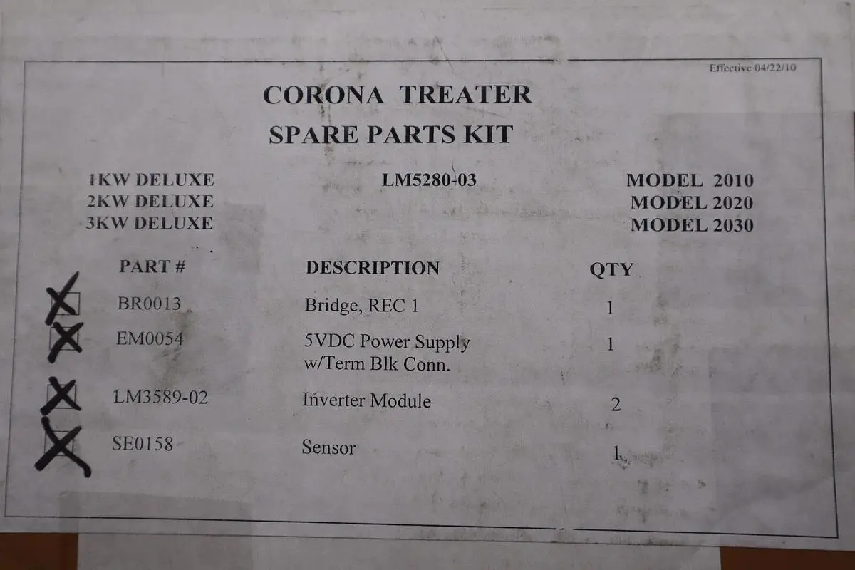 CORONA TREATER SPARE PARTS KIT LM5280-03 STOCK 5153