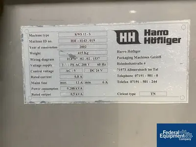 USED Harro Hofliger Harro Hofliger Capsule Checkweigher, Type KWS 12-S