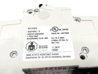 New | in-Stock ABB S201UDC-Z10, 2CDS271517R0428 Circuit Breakers Michigan US | Maverick Industrial Sales #1394395