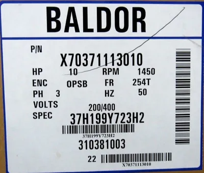 NEW BALDOR X70371113010 MOTOR 10HP 1450 RPM 3 PH 200/400V 50HZ 37H199Y723H2