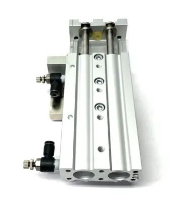 USED SMC GUIDED SLIDE TABLE CYLINDER, 20MM BORE, 75MM STROKE ADJUSTABLE