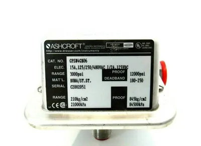 NEW ASHCROFT GPSN4GB06 PRESSURE SWITCH 3000PSI 15A