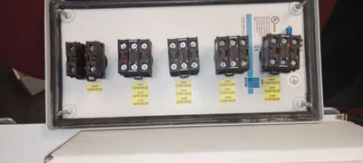 RITTAL JUNCTION BOX + CONTACT & TERMINAL BLOCKS + EMERGENCY  STOPS+  3  PUSH BUT