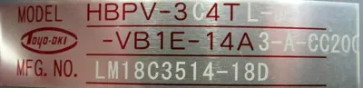 NEW TOYO-OKI TWFB808AAT-150 PUMP HBPV-3C4TL-D-VB1E-14A3-A-CC200 200-220V 1.5KW