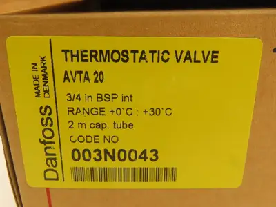 Danfoss 003N0043 AVTA 20 Thermostatic Regulating Valve 0-30°C G3/4" *No Fittings