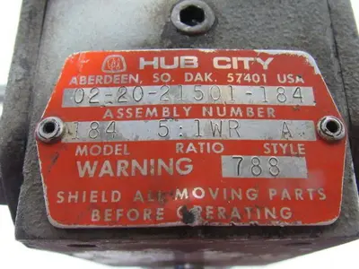 Hub City 02-20-21501-184 Double Shaft Gear Box 5:1 Ratio W/1/2HP 90a/100F DC