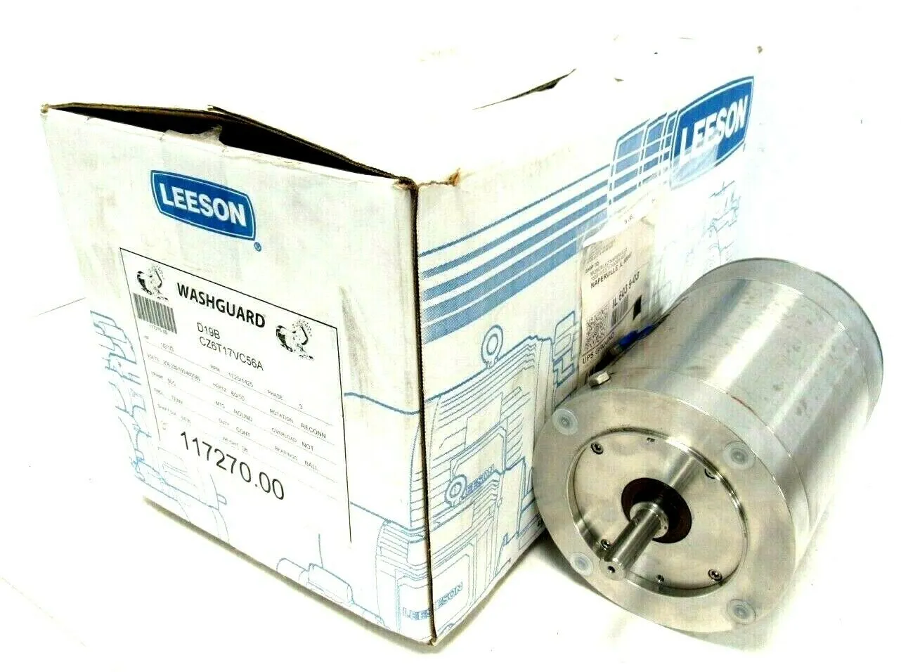 NEW LEESON 117270.00 WASHDOWN MOTOR 1/21/3HP 1725/1425RPM 5/8" DIA. CZ6T17VC56A
