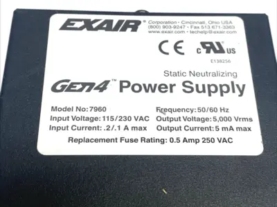 USED EXAIR GEN4 STATIC ELIMINATOR POWER SUPPLY 115/230VAC 5KV 2 OUTPUT