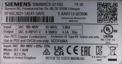 NEW SIEMENS 6SL3521-1XE41-5AF0 FREQUENCY CONVERTER 6SL35211XE415AF0
