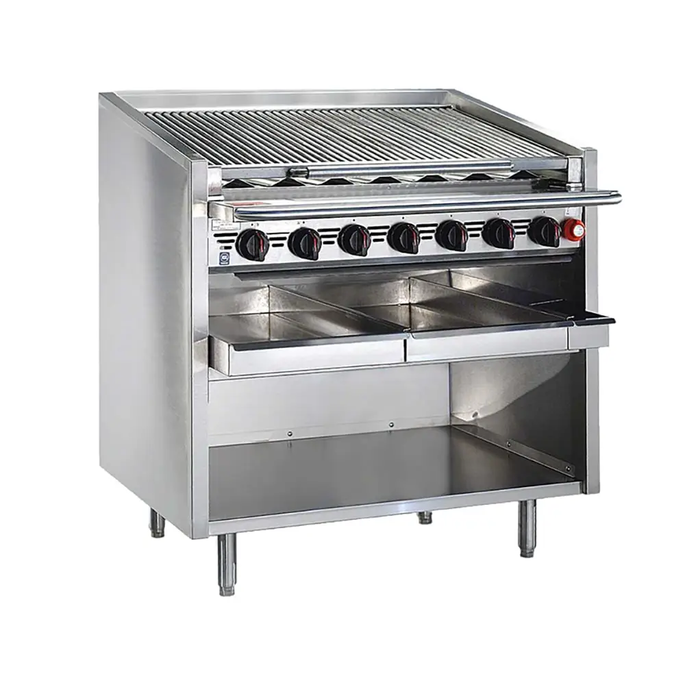 Bakers Pride F-36RS-C 36" Floor Model Gas Charbroiler W/ Coal Radiants - (7) Burners, Natural Gas