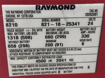 Used RAYMOND "8210" Pallet Jacks Texas US | MachineryMax #1486558