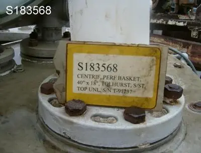 Centrifuge, Basket, Perforate, 40" x 18", 316 S/st, Tolhurst, #S183568
