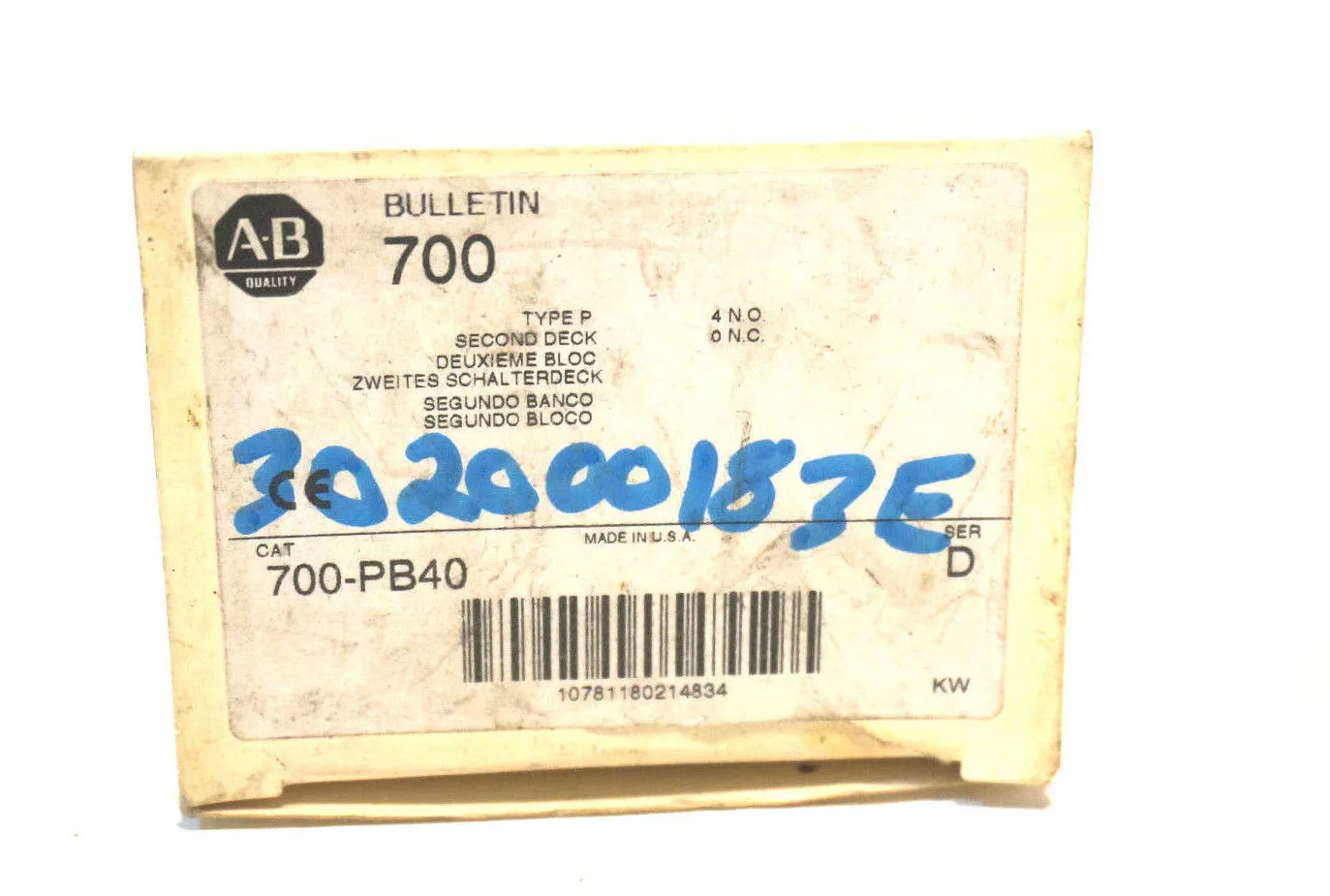 NEW ALLEN BRADLEY 700-PB40 ADDER DECK SER.D 700PB40