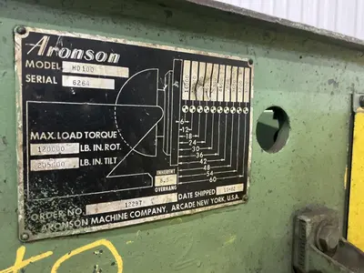 10,000 LBS X 60" ARONSON HD100 HEAVY DUTY WELDING POSITIONER: YOBRO #25141