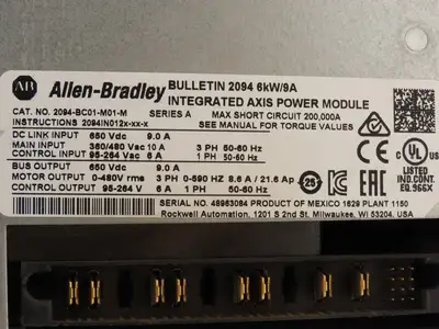 Allen Bradley 2094-BC01-M01-M Integrated Axis Power Module 480V 3Ph 0-590Hz