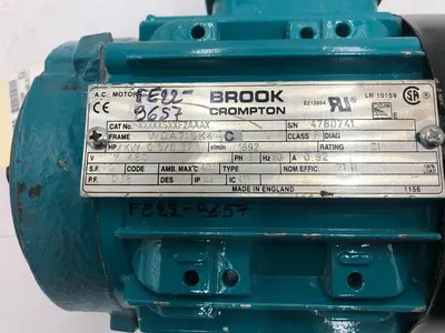 BROOK CROMPTON XXXXXSXXF2AAAX AC MOTOR 3PH .5HP 1632RPM 480V STOCK S-92