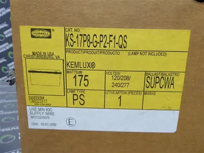 Hubbell KS-17P8-G-P2-F1-QS Kemlux Industrial Lamp Ballast Tank no cover New NIB