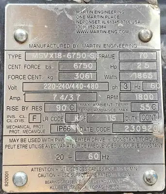 NEW MARTIN ENGINEERING National Oilwell Varco Co Vibrating Motor