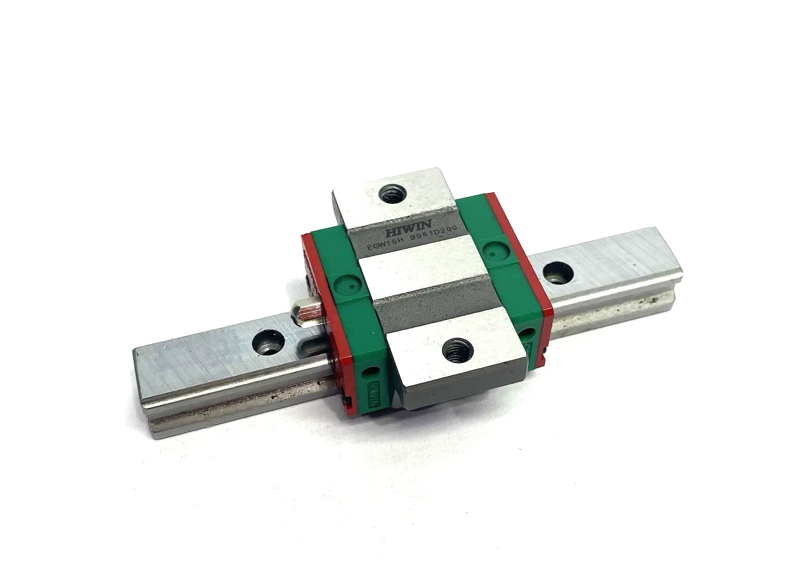 USED HIWIN LINEAR GUIDEWAY BLOCK AND RAIL, 1-BLOCK, 110MM RAIL