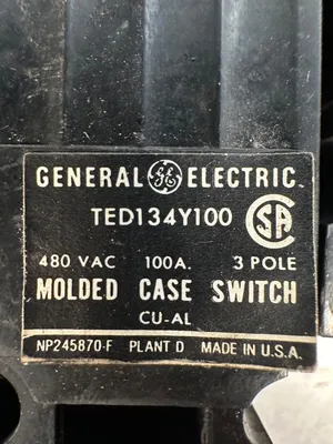 GE TED134Y100 480VAC, 100 AMP Used. - Each (4A-28)