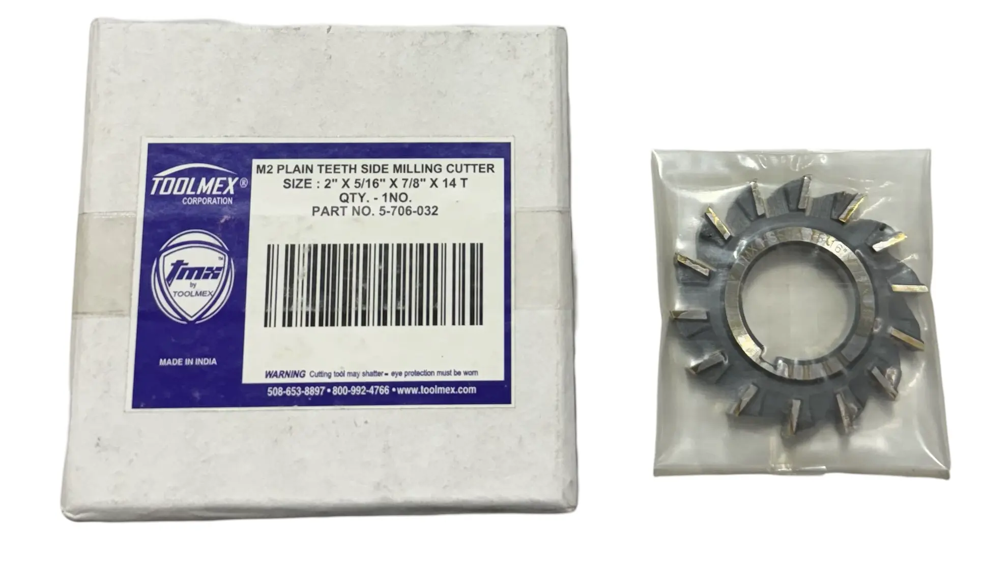 TMX 2" x 5/16" x 7/8" M2 Plain Teeth Side Milling Cutter 14T