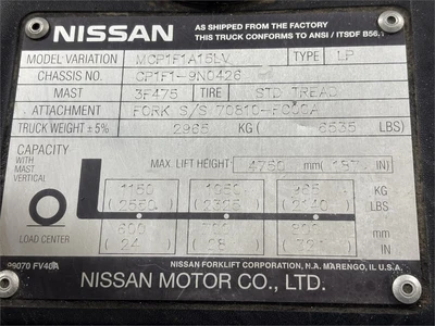Used NISSAN "30" Liquid Propane Forklifts Texas US | MachineryMax #1455124