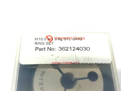 USED VERMONT GAGE THREADED RING GAUGE SET M10X1 6G
