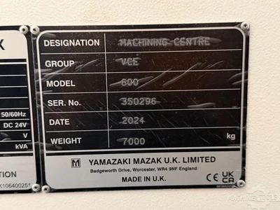 Used 2024 MAZAK VCE-600 Vertical Machining Centers NL | Mach 4 Metal #1465506