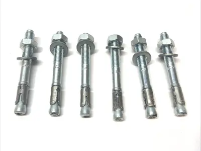 USED MKT BZ ZN M8X75/10-21 WEDGE ANCHOR ZINC PLATED CONCRETE BOLT LOT OF 6