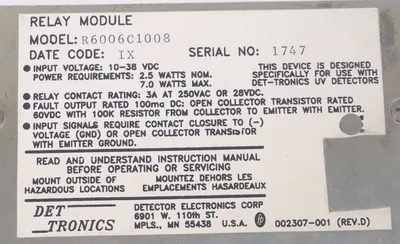 USED DET-TRONICS R6006C1008 RELAY MODULE 002478-002