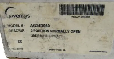 NEW INVENSYS AG24D060 ACTUATOR 208V 60HZ 6.5WATT