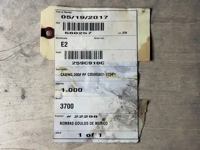 New | in-Stock GOULDS PUMPS 259C910C Parts (Hydraulics and Pneumatics) British Columbia CA | Lenmark #837154