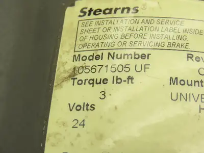 Stearns 105671505 UF 24VDC NEMA Motor Brake 56C-Face 3Ft-Lb