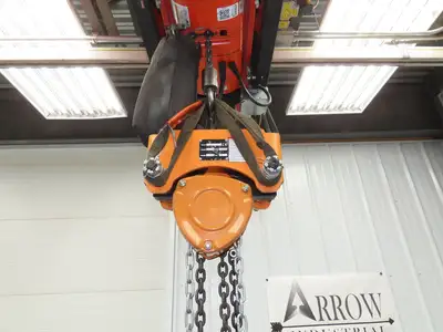 Vestil LOW-2P 1 Ton 2000Lb Chain Fall Hoist 9.8' Lift Push Trolley Low Headroom
