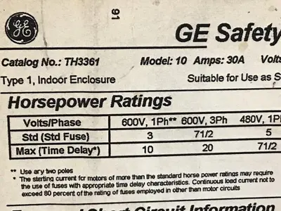 USED GENERAL ELECTRIC / GE TH3361