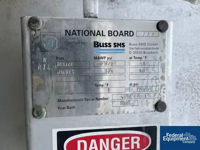 USED Buss ChemTech 430 Sq Ft Buss SMS Thin Film Evaporator, 316L S/S, 32/176#