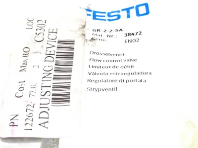 NEW FESTO GR-2-2-SA FLOW CONTROL VALVE 38472 GR22SA