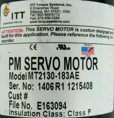 USED ITT MT2130-183AE PM SERVO MOTOR MT2130183AE