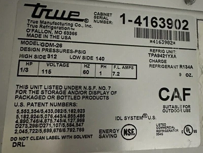 174-0212 True GDM-26 Self Contained Single Glass Door Cooler