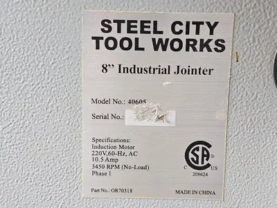 Used STEEL CITY 40605 Woodworking Jointers British Columbia CA | Lenmark #1426167