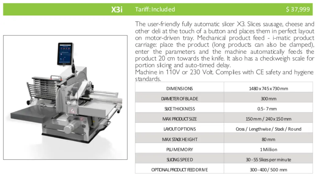 S.A.M. X3i Fully Automatic Slicing/Stacking Machine