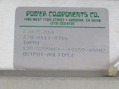 Used POWER COMPONENTS _UNKNOWN_ AC/DC Power Supplies | OCO Industrial #1656620