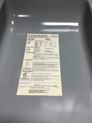 Siemens I-T-E NF354 Disconnect Switch 3PH 200 Amps
