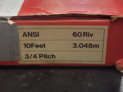 Riveted Roller Chain ANSI 60, 10FT, 3/4" Pitch