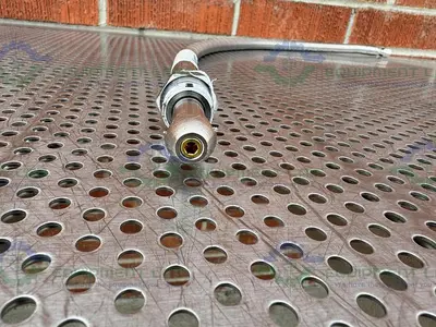 USED AIRGAS STAINLESS STEEL FLEXIBLE HOSE 39" W/ COMPRESSION FITTING, END ATTACHMENTS