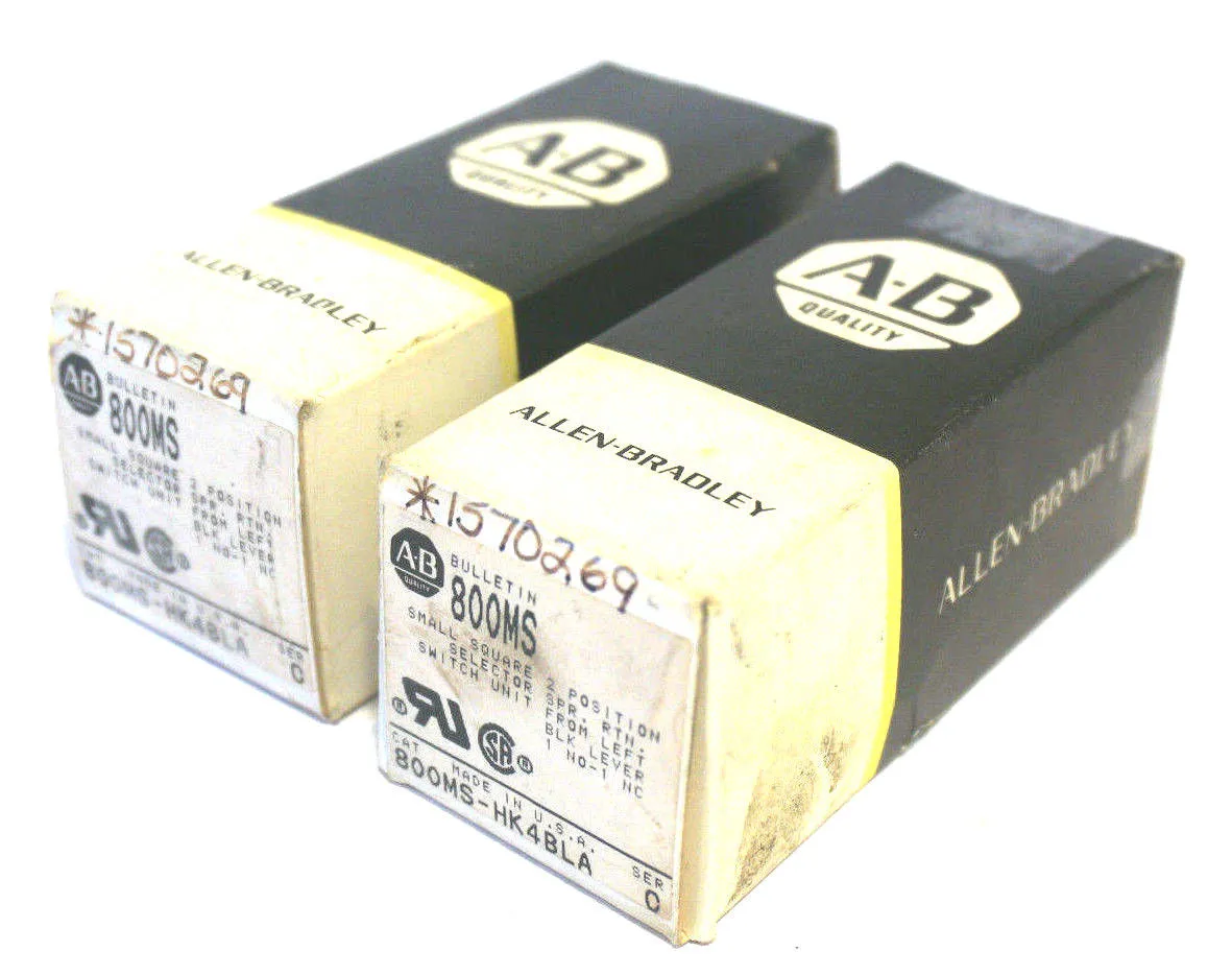 2 NEW ALLEN BRADLEY 800MS-HK4BLA SELECTOR SWITCH SER. C 800MSHK4BLA